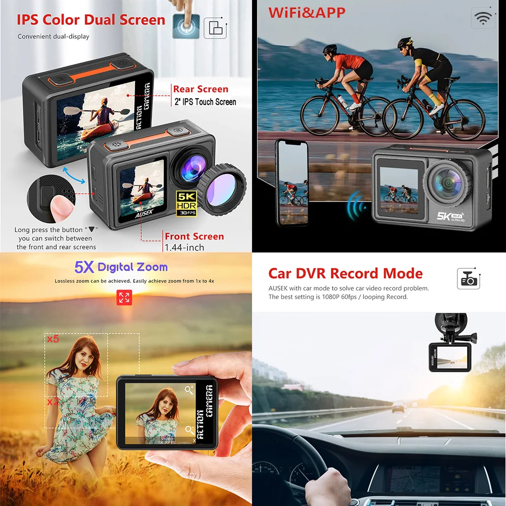 كاميرا أكشن AUSEK M81TR بدقة 5 - مراجعة Webcam 4K وسعره