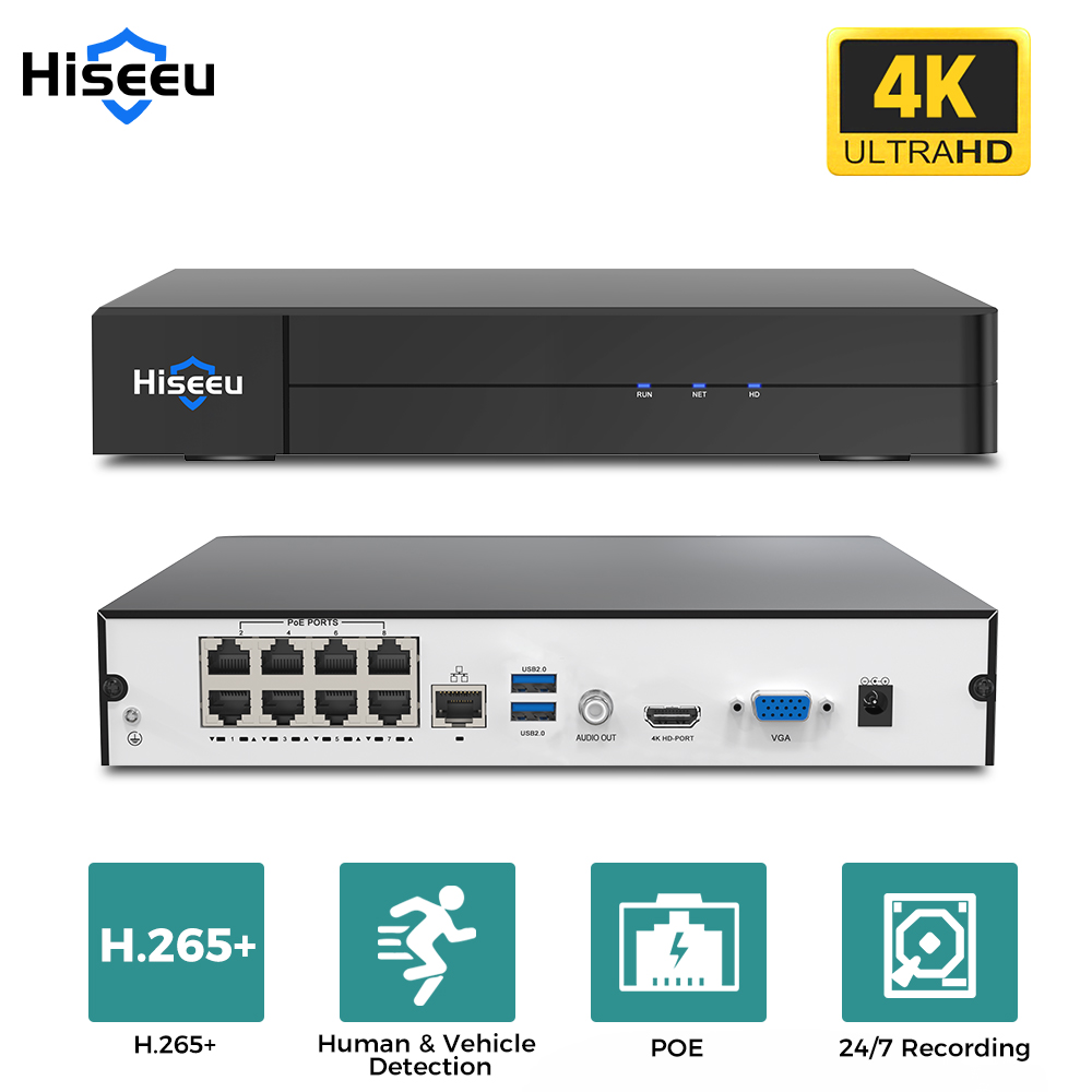 Hiseeu 8CH 4K PoE NVR شبكة مسج - مراجعة Webcam 4K وسعره