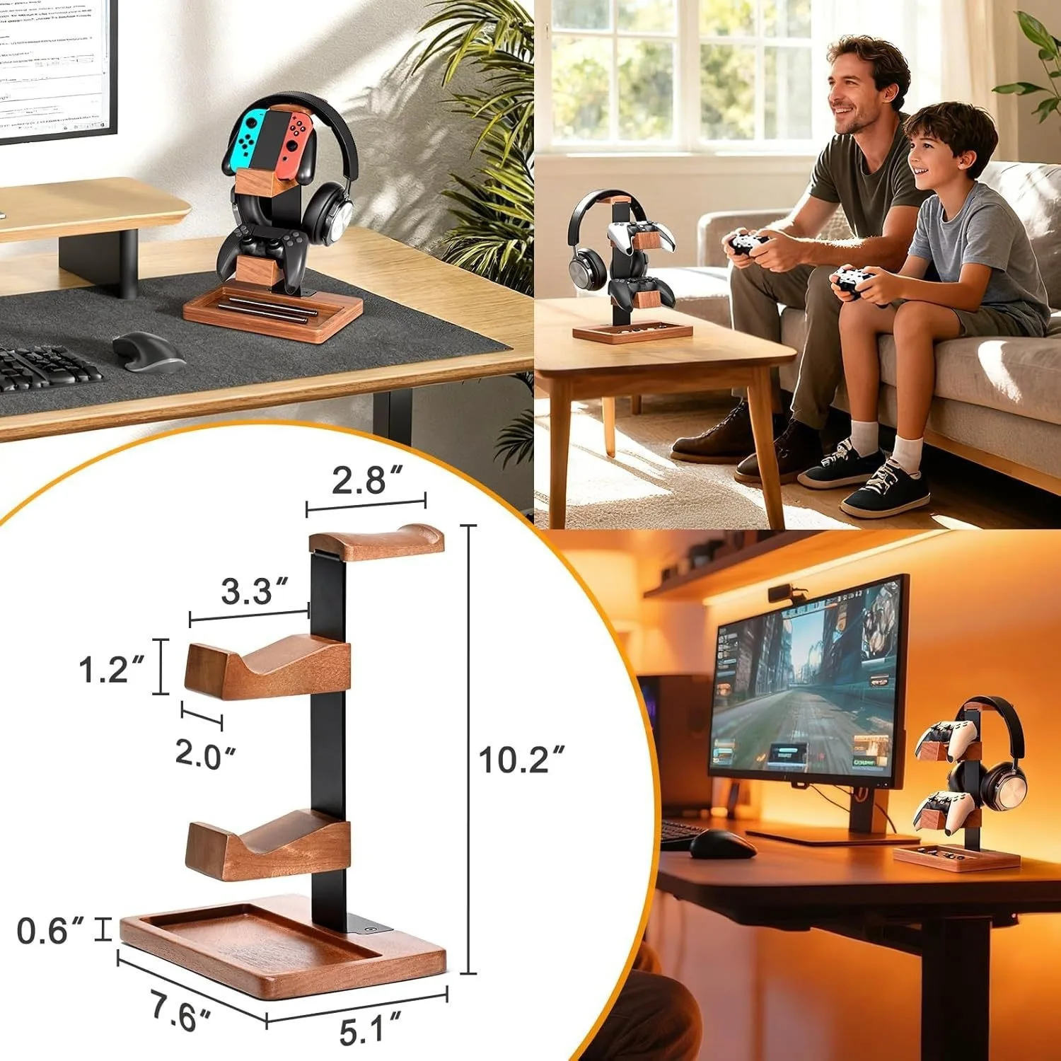 حامل خشبي متعدد الوظائف لسماعا - مراجعة Headset Stand وسعره